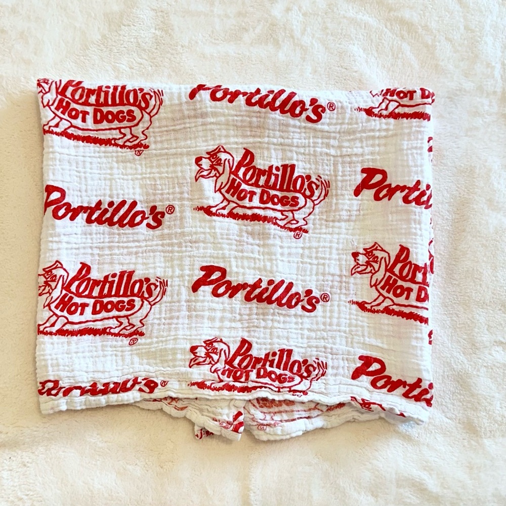 Portillo’s Hot Dogs Red and White Hand Towel